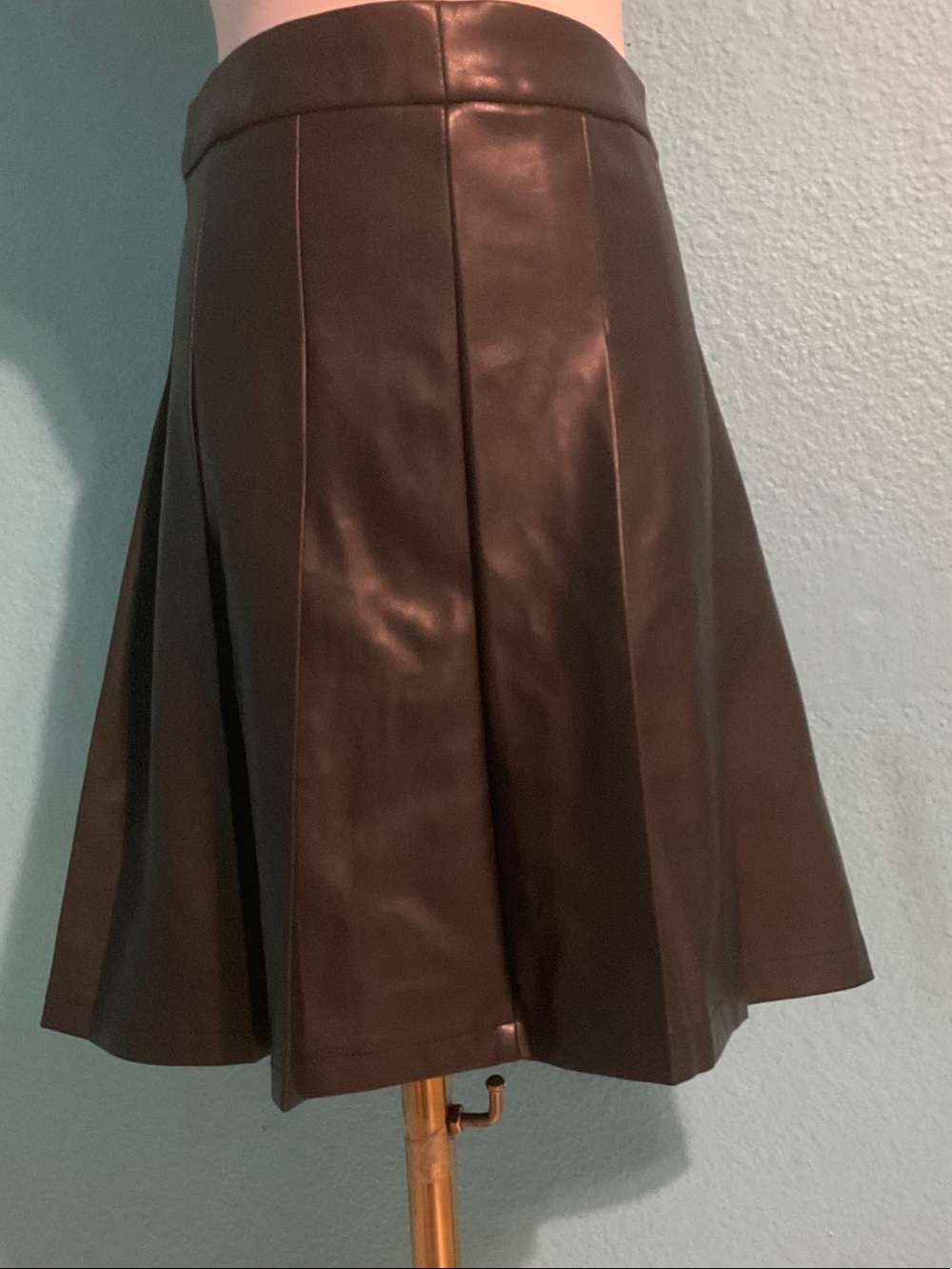 Black Faux Leather A-Line Skirt — Women's Flared Panel Design